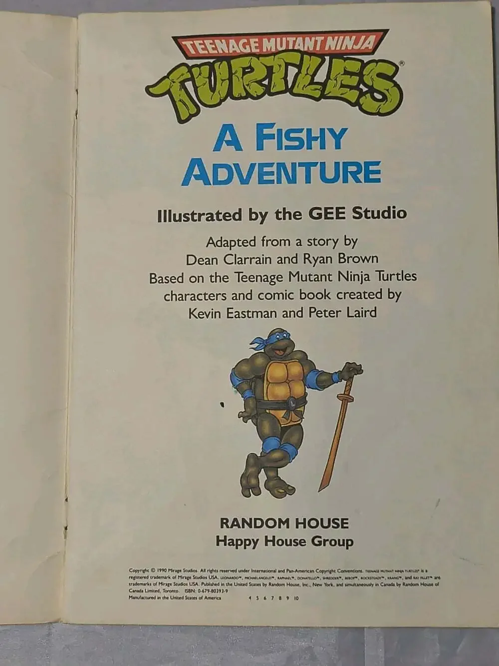Teenage Mutant Ninja Turtles A Fishy Adventure PB 1990 Random House Illus 2412